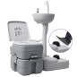 vidaXL Set de lavabo con pedestal e inodoro portátil para camping gris vidaXL Set de lavabo con pedestal e inodoro portátil para camping gris