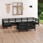 vidaXL Juego de muebles de jardín 10 pzas madera maciza de pino negro