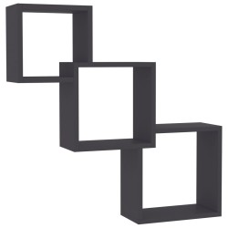 vidaXL Estante de pared de cubo madera contrachapada gris 68x15x68cm