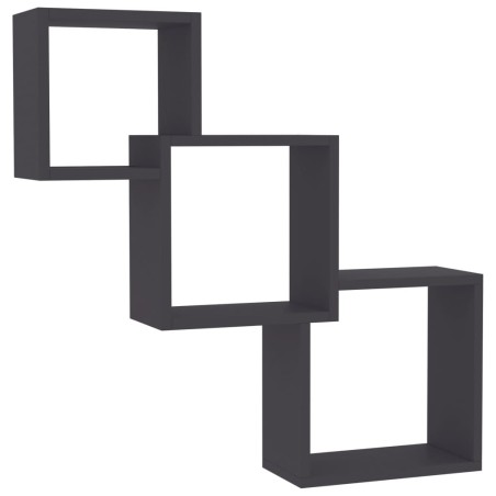 vidaXL Estante de pared de cubo madera contrachapada gris 68x15x68cm