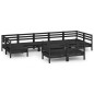 vidaXL Juego de muebles de jardín 10 pzas madera maciza de pino negro