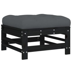 vidaXL Taburete de jardín con cojín madera maciza de pino negro