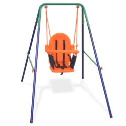 vidaXL Columpio de bebé con arnés de seguridad naranja