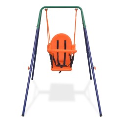 vidaXL Columpio de bebé con arnés de seguridad naranja