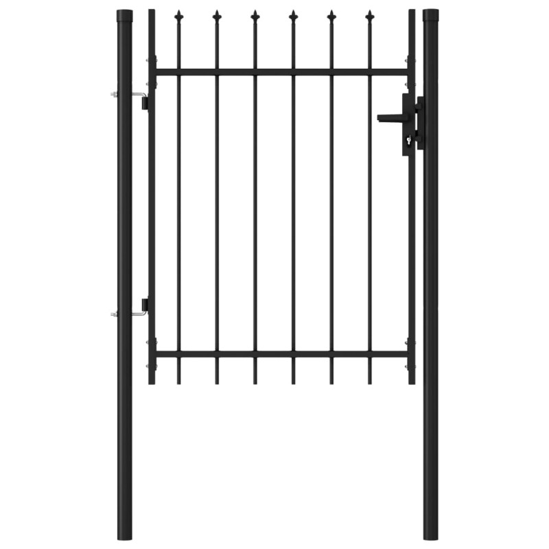 vidaXL Cancela de valla con una puerta y puntas acero negro 1x1,2 m vidaXL Cancela de valla con una puerta y puntas acero negro 1x1,2 m