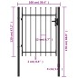 vidaXL Cancela de valla con una puerta y puntas acero negro 1x1,2 m vidaXL Cancela de valla con una puerta y puntas acero negro 1x1,2 m