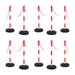 vidaXL Juego de barrera con postes y cadena plástico 10 m