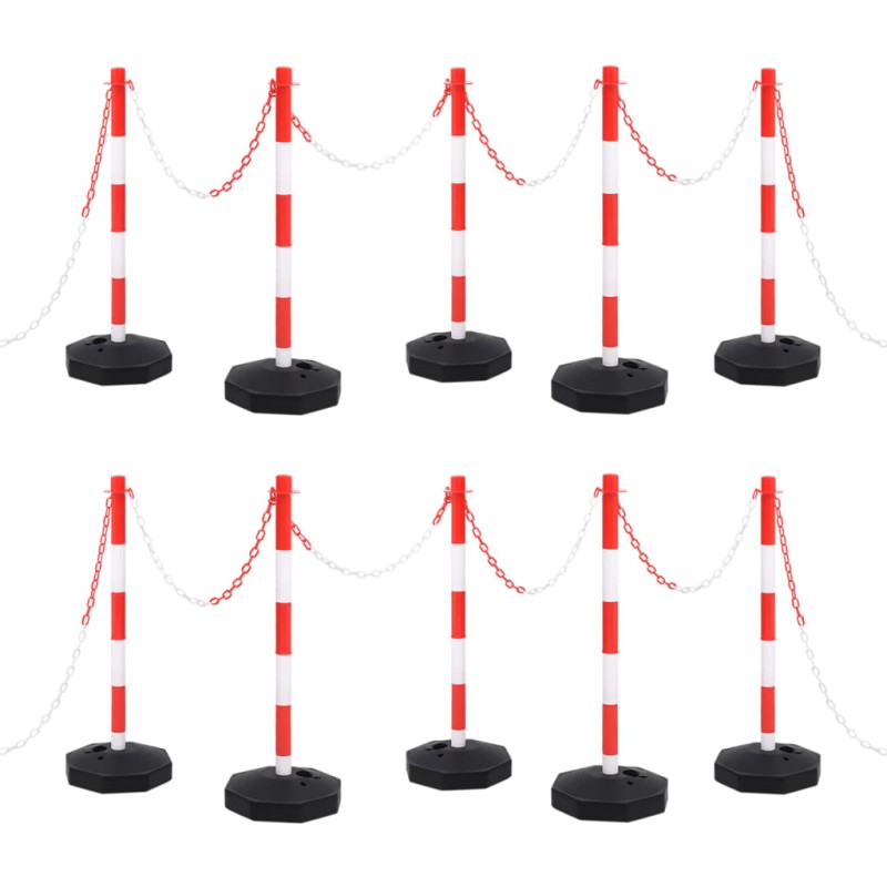 vidaXL Juego de barrera con postes y cadena plástico 10 m vidaXL Juego de barrera con postes y cadena plástico 10 m