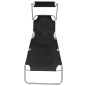 vidaXL Tumbona plegable con toldo de aluminio negro vidaXL Tumbona plegable con toldo de aluminio negro
