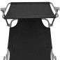 vidaXL Tumbona plegable con toldo de aluminio negro vidaXL Tumbona plegable con toldo de aluminio negro
