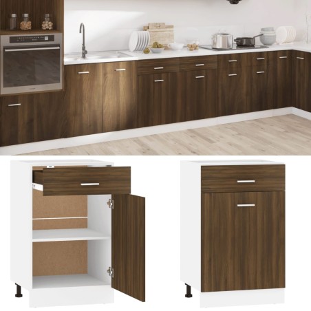 vidaXL Armario bajo de cocina madera ingeniería marrón roble
