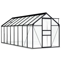 vidaXL Invernadero con estructura base aluminio gris antracita 9,31 m²