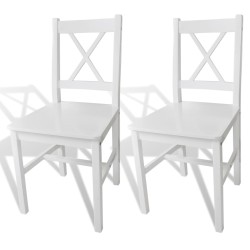 vidaXL Sillas de comedor 2 unidades madera de pino blancas