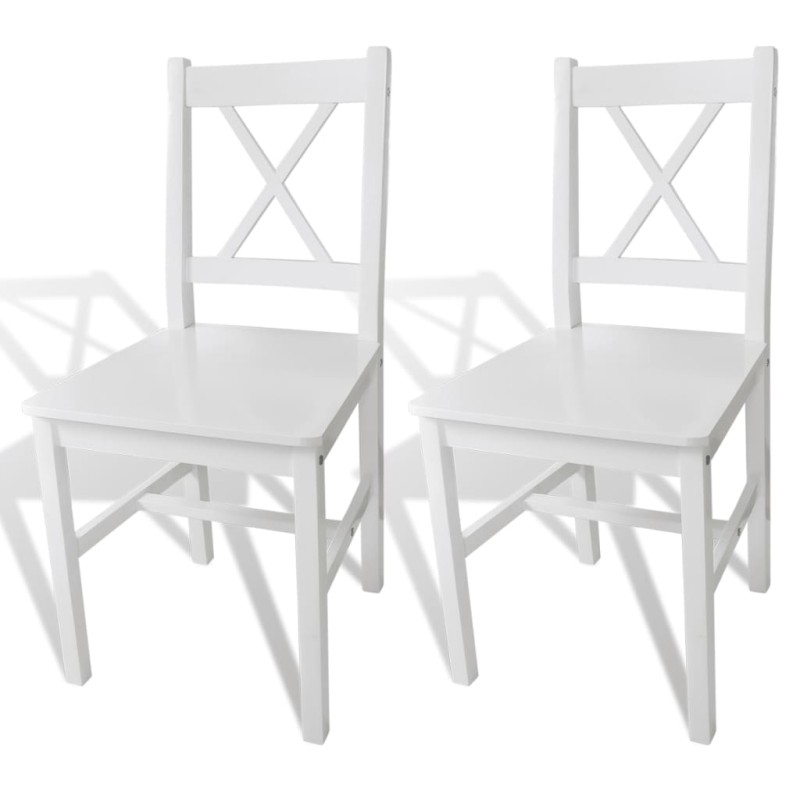 vidaXL Sillas de comedor 2 unidades madera de pino blancas vidaXL Sillas de comedor 2 unidades madera de pino blancas