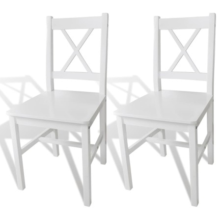 vidaXL Sillas de comedor 2 unidades madera de pino blancas