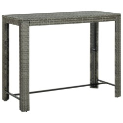 vidaXL Mesa alta de jardín ratán sintético gris 140,5x60,5x110,5 cm