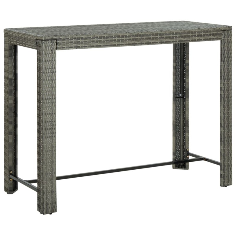 vidaXL Mesa alta de jardín ratán sintético gris 140,5x60,5x110,5 cm vidaXL Mesa alta de jardín ratán sintético gris 140,5x60,5x110,5 cm