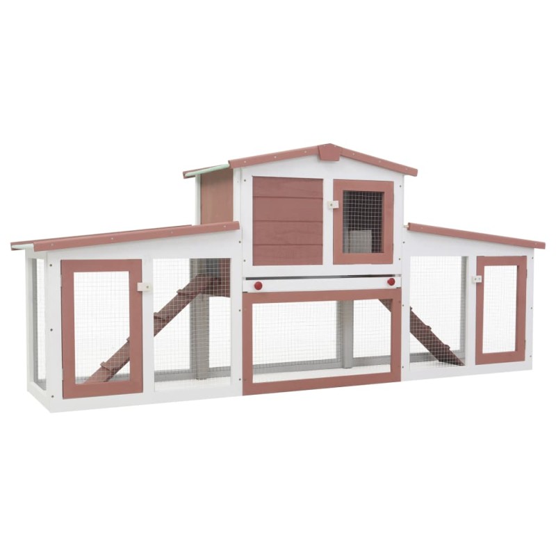 vidaXL Jaula de animales grande madera marrón y blanco 204x45x85 cm