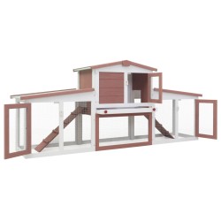 vidaXL Jaula de animales grande madera marrón y blanco 204x45x85 cm