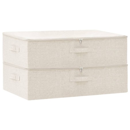 vidaXL Cajas de almacenaje 2 unidades tela color crema 70x40x18 cm
