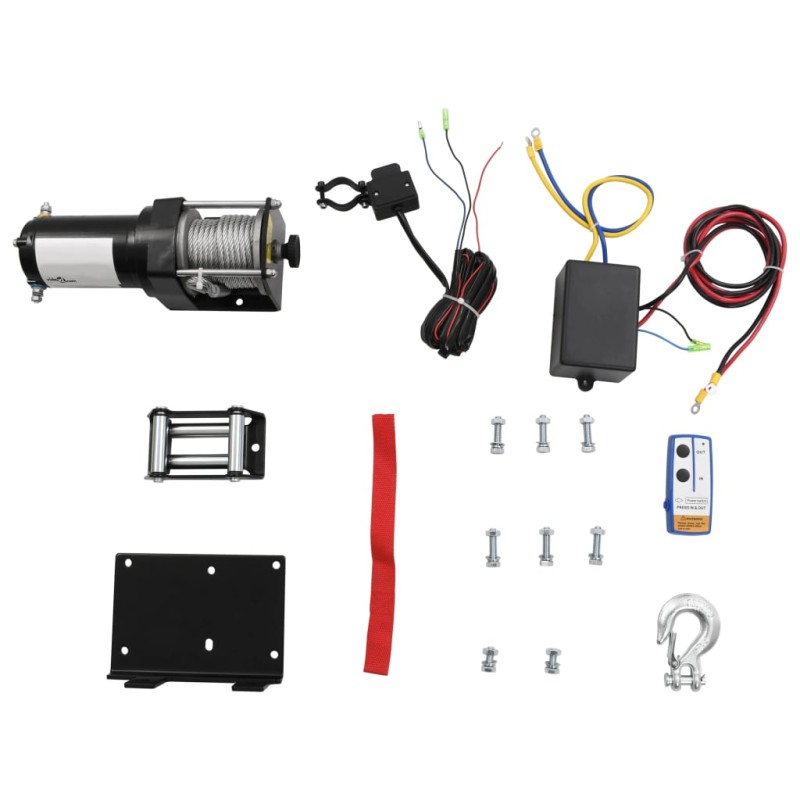 vidaXL Cabrestante eléctrico placa montaje guía de rodillo 12V 1360KG vidaXL Cabrestante eléctrico placa montaje guía de rodillo 12V 1360KG