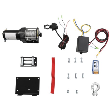 vidaXL Cabrestante eléctrico placa montaje guía de rodillo 12V 1360KG 