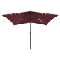 vidaXL Sombrilla con LED y poste de acero rojo burdeos 2x3 m vidaXL Sombrilla con LED y poste de acero rojo burdeos 2x3 m