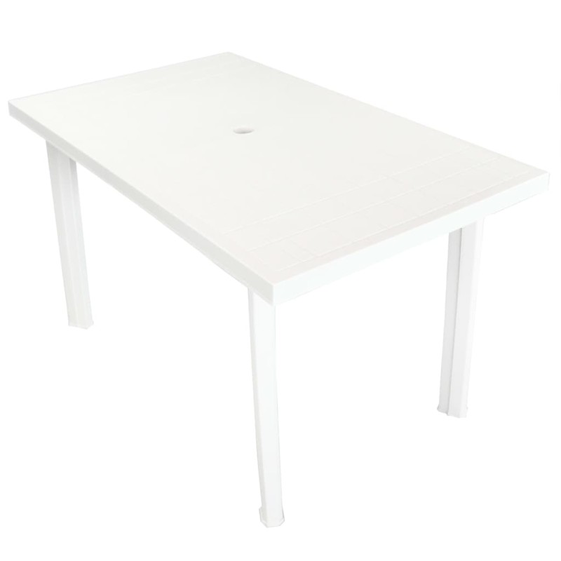 vidaXL Mesa de jardín de plástico blanca 126x76x72 cm vidaXL Mesa de jardín de plástico blanca 126x76x72 cm