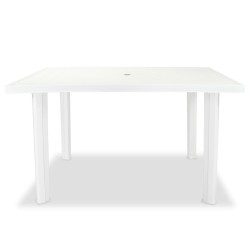vidaXL Mesa de jardín de plástico blanca 126x76x72 cm 