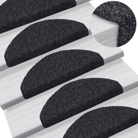 vidaXL Alfombrilla autoadhesiva escalera 10 uds 65x21x4 cm negro