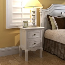 vidaXL Mesitas de noche con 2 cajones 2 unidades MDF blanca    