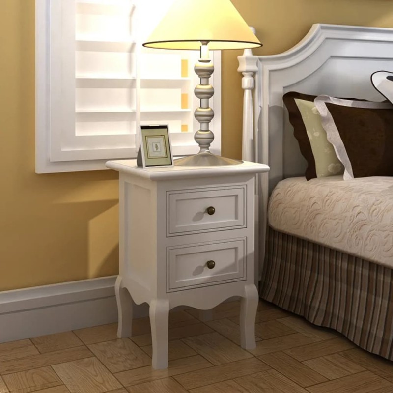 vidaXL Mesitas de noche con 2 cajones 2 unidades MDF blanca vidaXL Mesitas de noche con 2 cajones 2 unidades MDF blanca