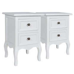 vidaXL Mesitas de noche con 2 cajones 2 unidades MDF blanca    