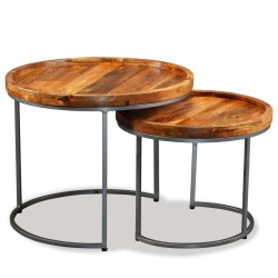 vidaXL Set de mesas auxiliares 2 unidades madera maciza de mango