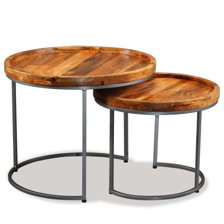 vidaXL Set de mesas auxiliares 2 unidades madera maciza de mango