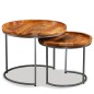 vidaXL Set de mesas auxiliares 2 unidades madera maciza de mango vidaXL Set de mesas auxiliares 2 unidades madera maciza de mango