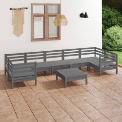 vidaXL Juego de muebles de jardín 8 piezas madera maciza de pino