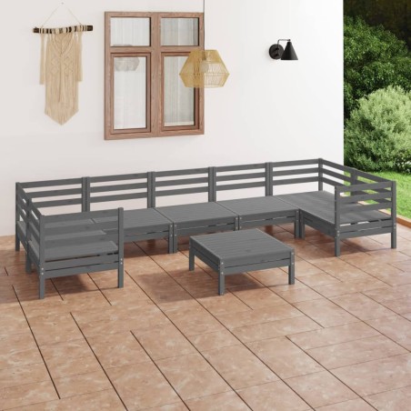 vidaXL Juego de muebles de jardín 8 piezas madera maciza de pino