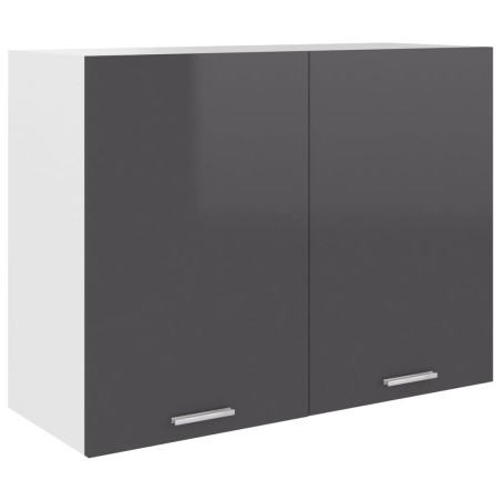 vidaXL Armario colgante cocina contrachapada gris brillo 80x31x60 cm