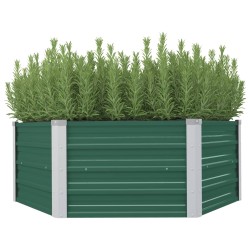 vidaXL Arriate elevado acero galvanizado verde 129x129x46 cm