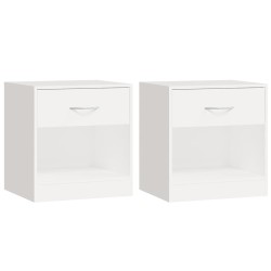 vidaXL Mesitas de noche con cajón 2 unidades blancas