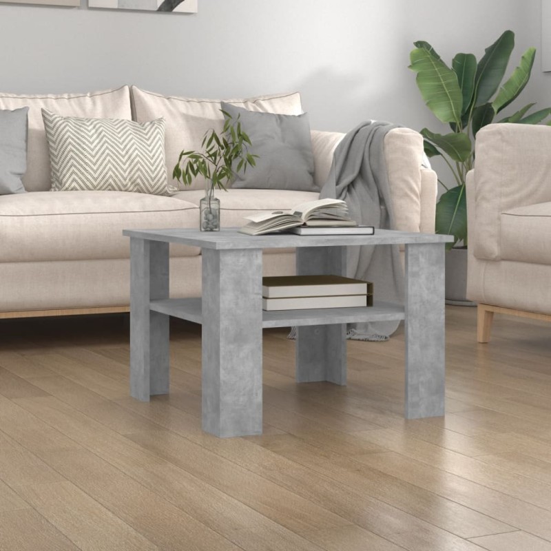vidaXL Mesa de centro madera contrachapada gris hormigón 60x60x42 cm vidaXL Mesa de centro madera contrachapada gris hormigón 60x60x42 cm