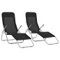 vidaXL Tumbonas plegables 2 unidades textilene negro vidaXL Tumbonas plegables 2 unidades textilene negro