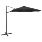 vidaXL Sombrilla voladiza con poste y luces LED negra 300 cm vidaXL Sombrilla voladiza con poste y luces LED negra 300 cm