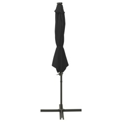 vidaXL Sombrilla voladiza con poste y luces LED negra 300 cm