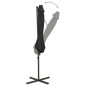 vidaXL Sombrilla voladiza con poste y luces LED negra 300 cm vidaXL Sombrilla voladiza con poste y luces LED negra 300 cm