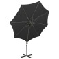 vidaXL Sombrilla voladiza con poste y luces LED negra 300 cm vidaXL Sombrilla voladiza con poste y luces LED negra 300 cm