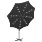 vidaXL Sombrilla voladiza con poste y luces LED negra 300 cm vidaXL Sombrilla voladiza con poste y luces LED negra 300 cm