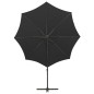 vidaXL Sombrilla voladiza con poste y luces LED negra 300 cm vidaXL Sombrilla voladiza con poste y luces LED negra 300 cm