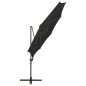 vidaXL Sombrilla voladiza con poste y luces LED negra 300 cm vidaXL Sombrilla voladiza con poste y luces LED negra 300 cm